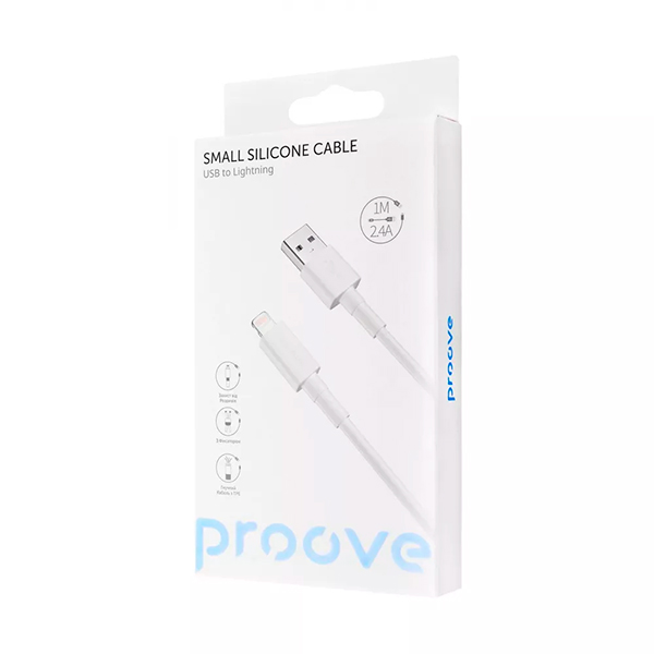 Кабель Proove Small Silicone Lightning 2.4A 1m White