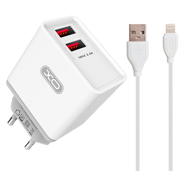 СЗУ XO L31 2USB 2A + Lightning Cable White