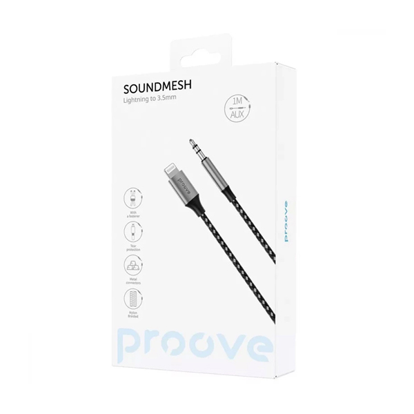 Аудіо кабель 3.5 мм - Lightning Proove SoundMesh 1M Grey