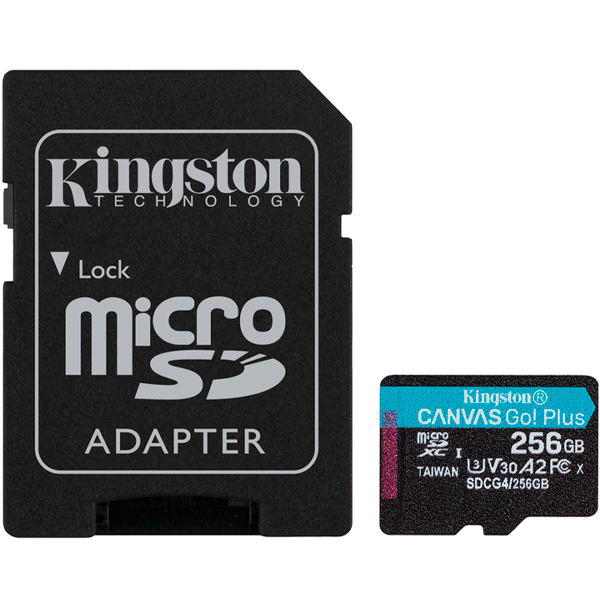 Карта пам'яті Kingston 256 GB microSDXC class 10 UHS-I U3 Canvas Go! Plus + SD Adapter SDCG4/256GB