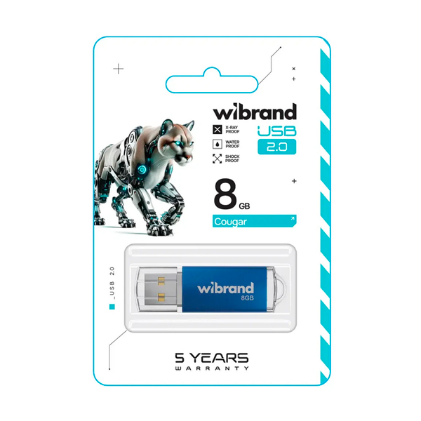 Флешка Wibrand 8GB Cougar USB 2.0 Blue (WI2.0/CU8P1U)