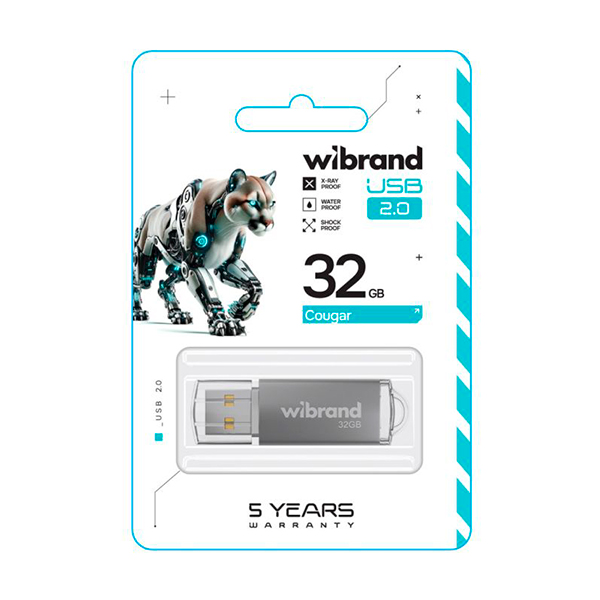 Флешка Wibrand 32GB Cougar USB 2.0 Silver (WI2.0/CU32P1S)