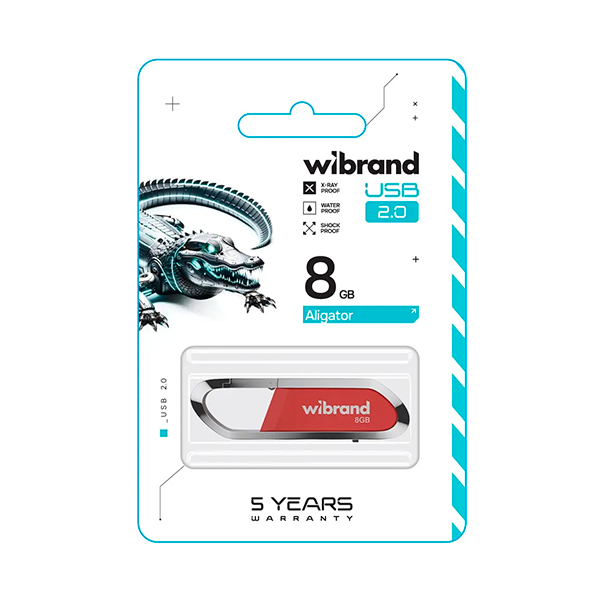 Флешка Wibrand 8GB Aligator USB 2.0 Dark Red (WI2.0/AL8U7DR)