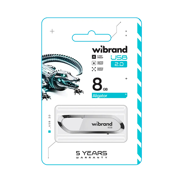 Флешка Wibrand 8GB Aligator USB 2.0 White (WI2.0/AL8U7W)