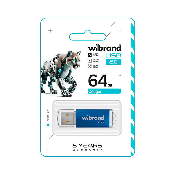 Флешка Wibrand 64GB Сougar USB 2.0 Blue (WI2.0/CU64P1U)