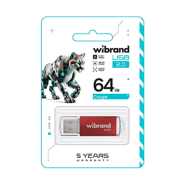 Флешка Wibrand 64GB Сougar USB 2.0 Red (WI2.0/CU64P1R)