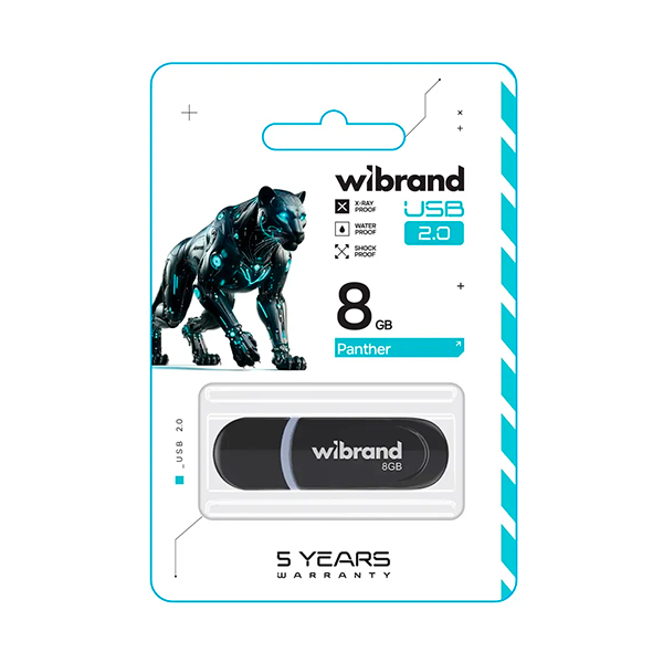 Флешка Wibrand 8GB Panther USB 2.0 Black (WI2.0/PA8P2B)