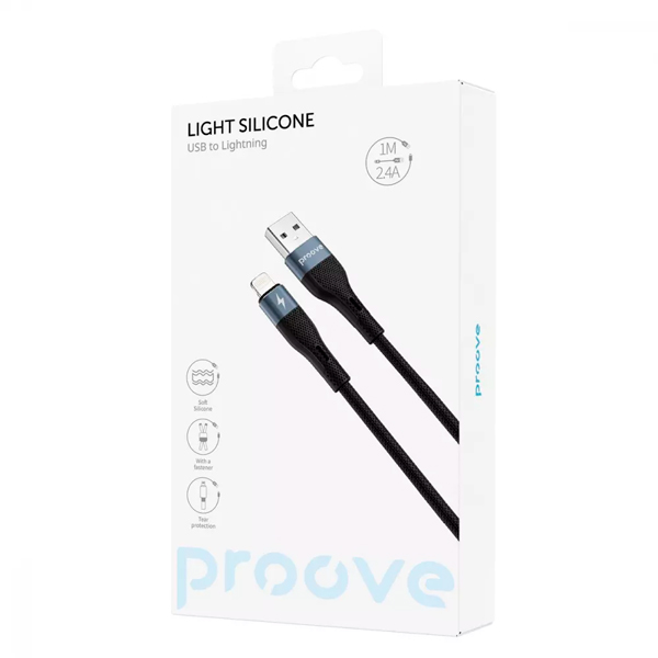 Кабель Proove Light Silicone Lightning 2.4A 1m Black