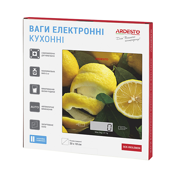 Весы кухонные электронные Ardesto SCK-893 Lemon