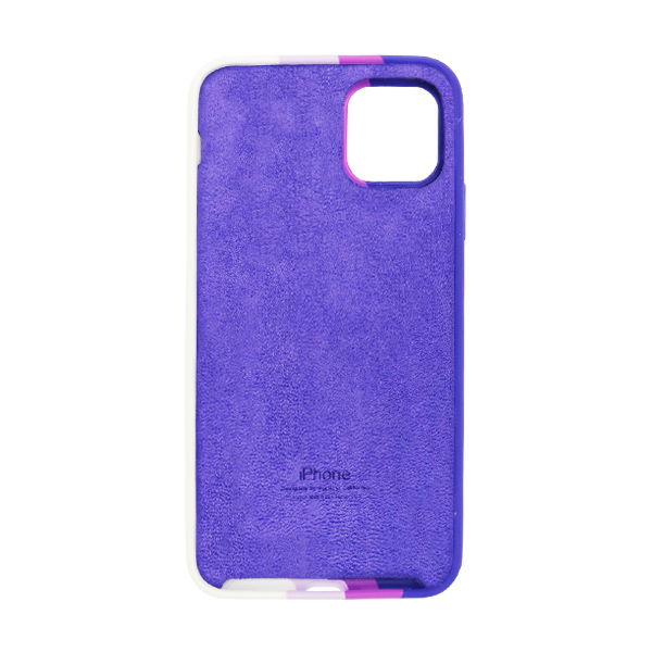 Чехол Silicone Cover Full Rainbow для iPhone 11 Dark Violet/White