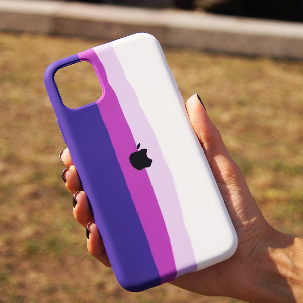 Чехол Silicone Cover Full Rainbow для iPhone 11 Dark Violet/White