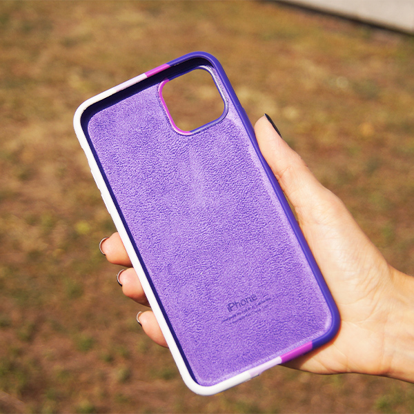 Чехол Silicone Cover Full Rainbow для iPhone 11 Dark Violet/White