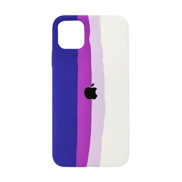 Чехол Silicone Cover Full Rainbow для iPhone 11 Dark Violet/White