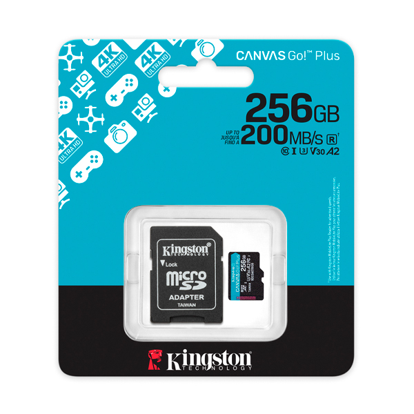 Карта пам'яті Kingston 256 GB microSDXC class 10 UHS-I U3 Canvas Go! Plus + SD Adapter SDCG4/256GB