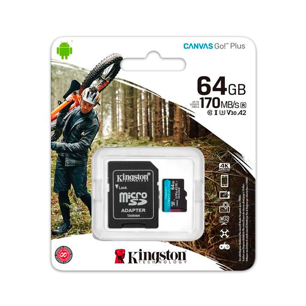 Карта памяти Kingston 64 GB microSDXC class 10 UHS-I U3 Canvas Go! Plus SDCG3/64GB
