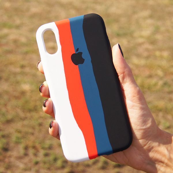 Чохол Silicone Cover Full Rainbow для iPhone X/XS White/Black