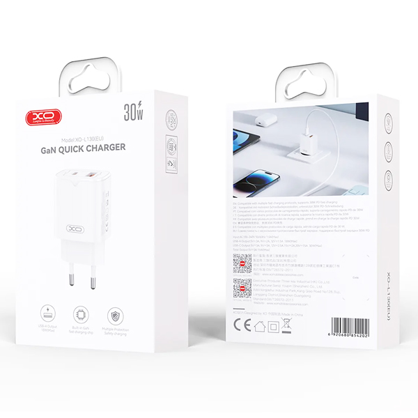 МЗП XO L130 USB + USB-C 30W White