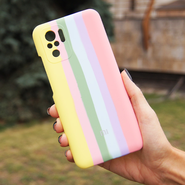 Чохол Silicone Cover Full Rainbow для Xiaomi Redmi Note10 Pro/Note 10 Pro Max Yellow/Pink with Camera Lens