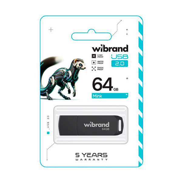 Флешка Wibrand 64GB Mink USB 2.0 Black (WI2.0/MI64P4B)