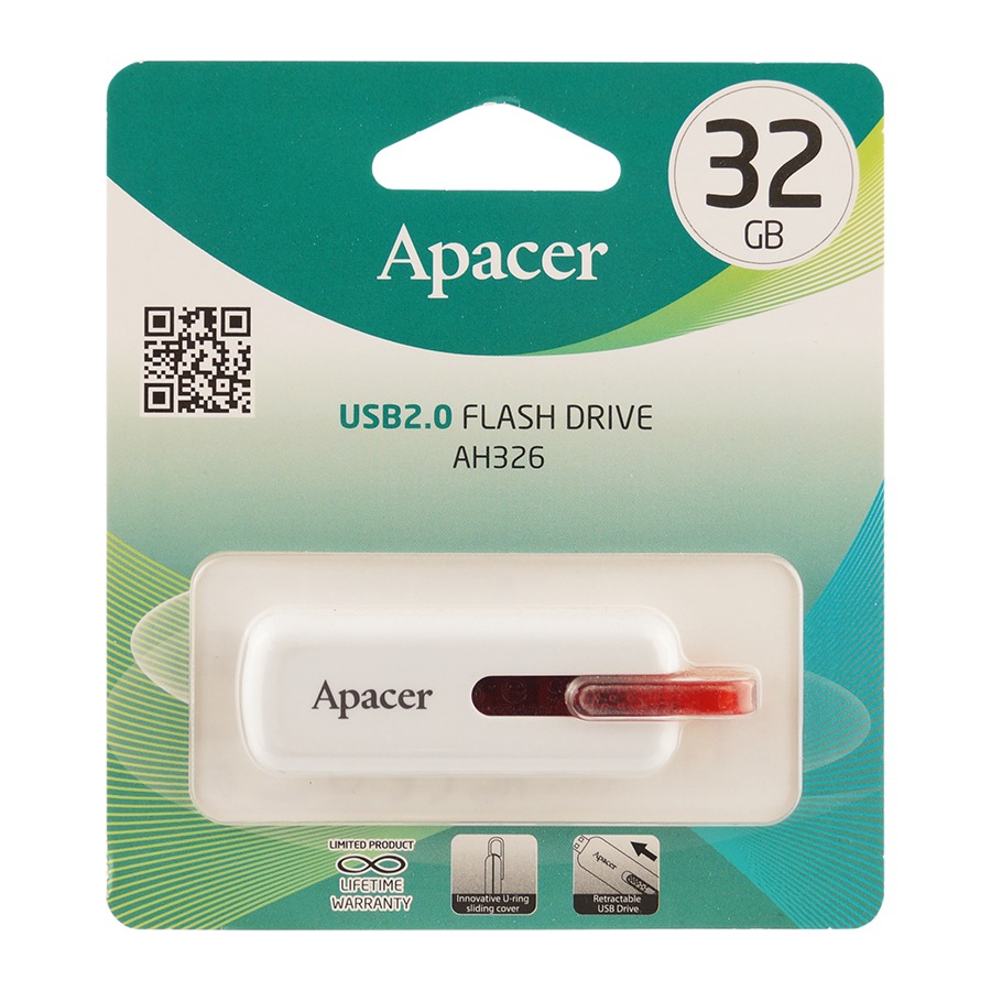 Флешка Apacer 32Gb AH326 White USB 2.0
