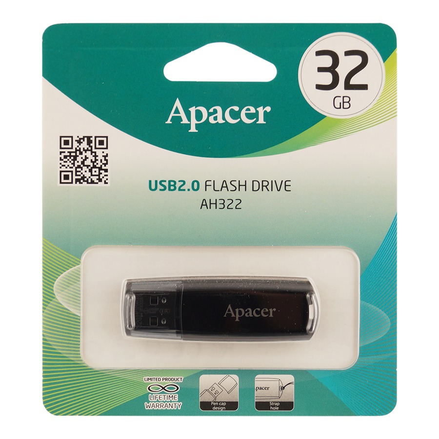 Флешка Apacer 32Gb AH322 Black USB 2.0