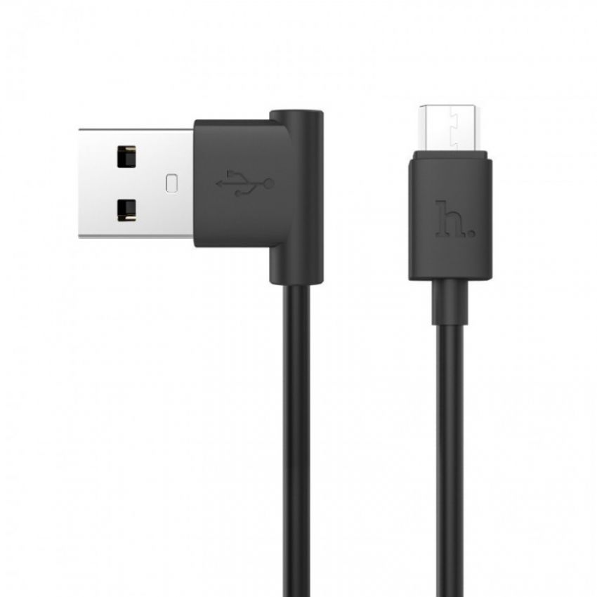 Кабель Hoco L Shape Micro USB Round 1.2m (2.1A) UPM10 Black