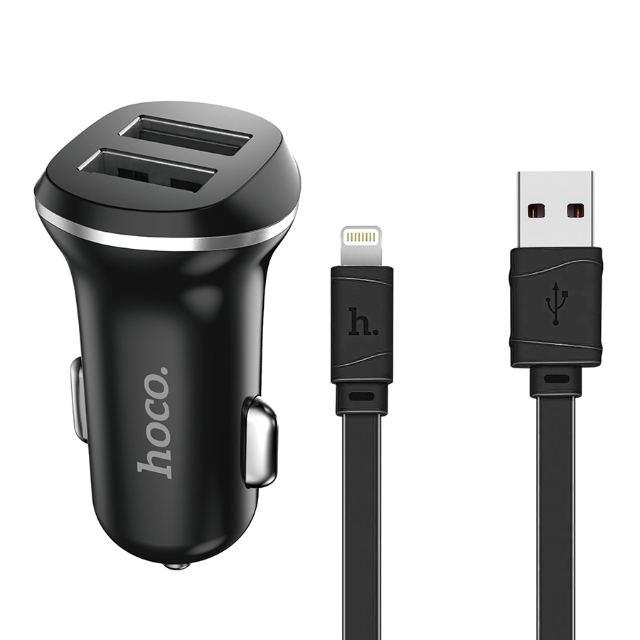 АЗУ Hoco Z1 2.1A + Cable Lightning Black