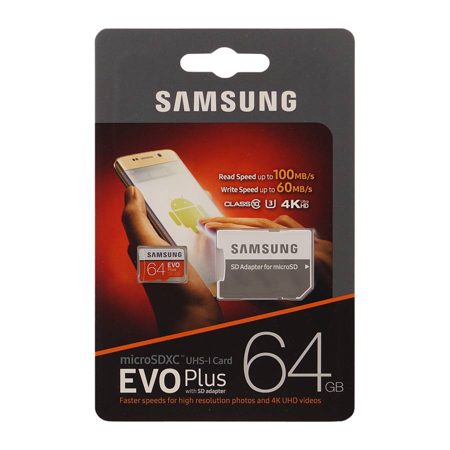 Карта памяти Samsung 64GB microSDXC Class 10 UHS-I EVO Plus + SD Adapter