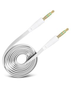 Аудіо кабель 3.5mm - 3.5 mm Плоский 1m White