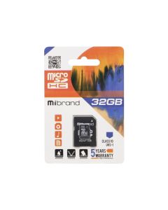 Карта пам'яті Mibrand 32 GB microSDHC Class 10 UHS-I + SD Adapter MICDHU1/32GB-A