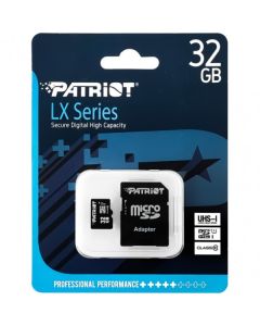 Карта пам'яті Patriot 32GB LX Series microSDHC Class 10 UHS-I + SD Adapter