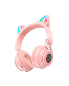 Bluetooth Навушники Borofone BO18 Cat Ear Pink