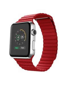 Ремешок для Apple Watch 42mm/44mm Magnetic Leather Loop Red